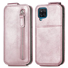 Housse Clapet Portefeuille Cuir pour Samsung Galaxy A12 Or Rose