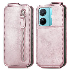 Housse Clapet Portefeuille Cuir pour Vivo T1 Pro 5G Or Rose