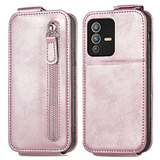 Housse Clapet Portefeuille Cuir pour Vivo V23 5G Or Rose