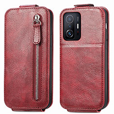 Housse Clapet Portefeuille Cuir pour Xiaomi Mi 11T 5G Rouge