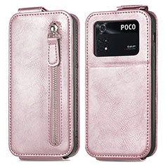 Housse Clapet Portefeuille Cuir pour Xiaomi Poco M4 Pro 4G Or Rose