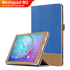 Housse Clapet Portefeuille Livre Cuir L01 pour Huawei MediaPad M2 10.1 FDR-A03L FDR-A01W Bleu