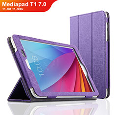 Housse Clapet Portefeuille Livre Cuir L01 pour Huawei Mediapad T1 7.0 T1-701 T1-701U Violet