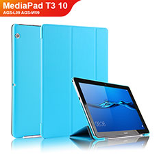 Housse Clapet Portefeuille Livre Cuir L01 pour Huawei MediaPad T3 10 AGS-L09 AGS-W09 Cyan