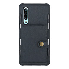 Housse Clapet Portefeuille Livre Cuir L04 pour Huawei P30 Noir