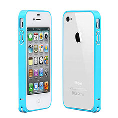 Housse Contour Luxe Aluminum Metal pour Apple iPhone 4 Bleu Ciel