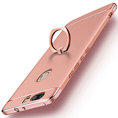 Housse Contour Luxe Metal et Plastique avec Support Bague Anneau pour Huawei Honor V8 Or Rose