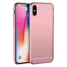 Housse Contour Luxe Metal et Plastique M01 pour Apple iPhone Xs Or Rose