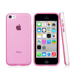 Housse Contour Silicone et Vitre Transparente Mat pour Apple iPhone 5C Rose