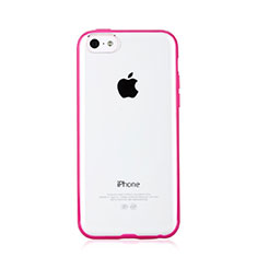 Housse Contour Silicone et Vitre Transparente T01 pour Apple iPhone 5C Rose Rouge