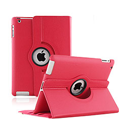 Housse Portefeuille Cuir Rotatif pour Apple iPad 3 Rouge