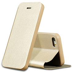 Housse Portefeuille Livre Cuir L01 pour Apple iPhone 5 Or