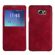 Housse Portefeuille Livre Cuir L01 pour Samsung Galaxy Note 5 N9200 N920 N920F Rouge