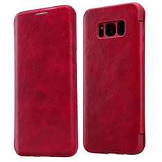 Housse Portefeuille Livre Cuir L01 pour Samsung Galaxy S8 Rouge