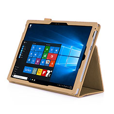 Housse Portefeuille Livre Cuir pour Microsoft Surface Pro 4 Or