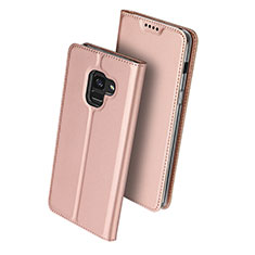 Housse Portefeuille Livre Cuir pour Samsung Galaxy A8 (2018) A530F Or Rose