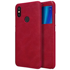 Housse Portefeuille Livre Cuir pour Xiaomi Mi A2 Rouge