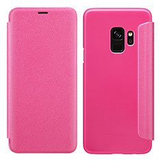 Housse Portefeuille Livre Cuir S01 pour Samsung Galaxy S9 Rose Rouge