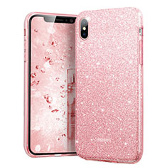 Housse Silicone Bling Bling Souple Couleur Unie pour Apple iPhone X Rose