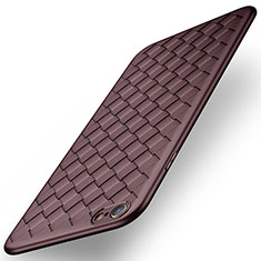 Housse Silicone Gel Motif Cuir W02 pour Apple iPhone 6 Plus Marron