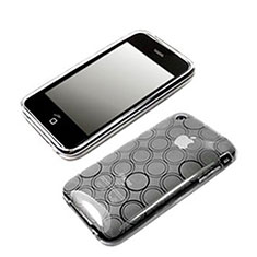 Housse Silicone Souple Vague Cercle Transparente pour Apple iPhone 3G 3GS Blanc