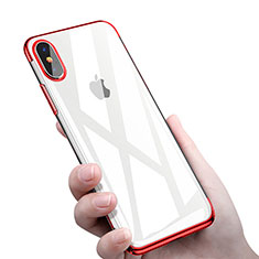 Housse Ultra Fine TPU Souple Transparente C16 pour Apple iPhone Xs Rouge