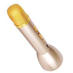 Mini Microphone de Poche Sans Fil Bluetooth Karaoke Haut-Parleur pour Vivo iQOO Z7 5G Or