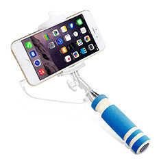 Perche de Selfie Filaire Baton de Selfie Cable Extensible de Poche Universel S01 pour Xiaomi Poco M4 5G Bleu Ciel