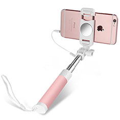 Perche de Selfie Filaire Baton de Selfie Cable Extensible de Poche Universel S02 pour Nokia G300 5G Rose