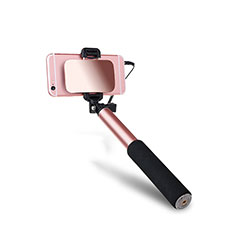 Perche de Selfie Filaire Baton de Selfie Cable Extensible de Poche Universel S03 pour Huawei Enjoy 9e Or Rose