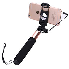 Perche de Selfie Filaire Baton de Selfie Cable Extensible de Poche Universel S04 pour Samsung Galaxy A12 Nacho Or Rose