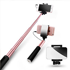 Perche de Selfie Filaire Baton de Selfie Cable Extensible de Poche Universel S11 pour Samsung Galaxy A12 Nacho Or Rose