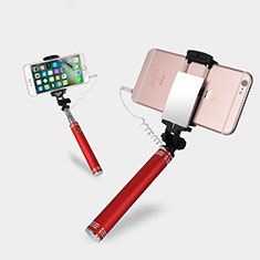 Perche de Selfie Filaire Baton de Selfie Cable Extensible de Poche Universel S20 pour Huawei Enjoy 9e Rouge