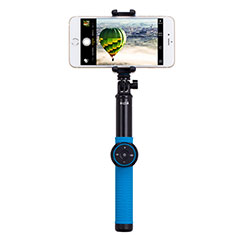 Perche de Selfie Trepied Sans Fil Bluetooth Baton de Selfie Extensible de Poche Universel T21 Bleu