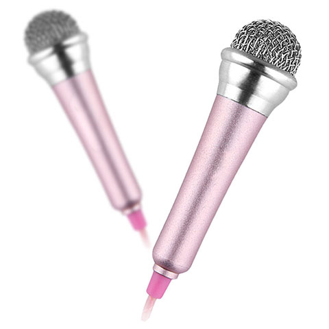 3.5mm Mini Microphone de Poche Elegant Karaoke Haut-Parleur avec Support M12 Rose