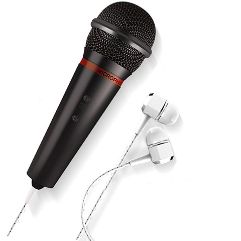 3.5mm Mini Microphone de Poche Elegant Karaoke Haut-Parleur M05 Noir