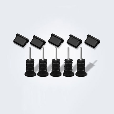 Bouchon Anti-poussiere USB-C Jack Type-C Universel 5PCS pour Apple iPhone 15 Pro Noir