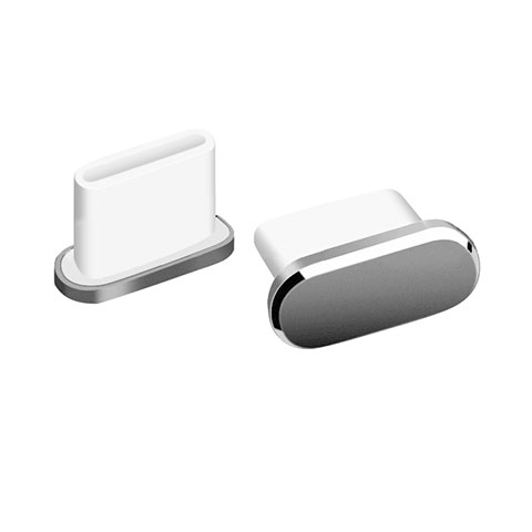 Bouchon Anti-poussiere USB-C Jack Type-C Universel H06 pour Apple iPhone 15 Pro Gris Fonce
