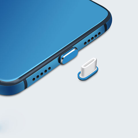 Bouchon Anti-poussiere USB-C Jack Type-C Universel H07 pour Apple iPhone 15 Pro Bleu