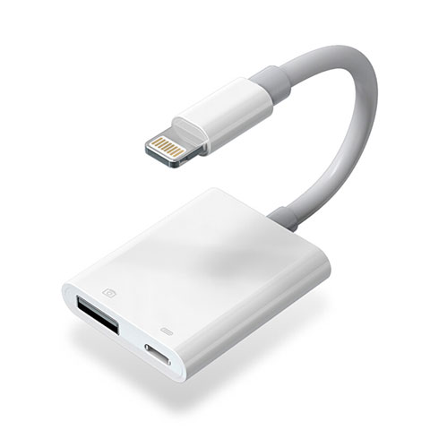 Cable Lightning vers USB OTG H01 pour Apple iPhone 12 Max Blanc