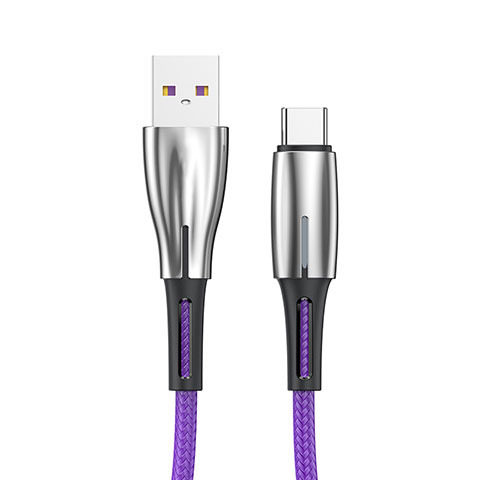 Cable Type-C Android Universel T12 pour Apple iPad Air 5 10.9 (2022) Violet