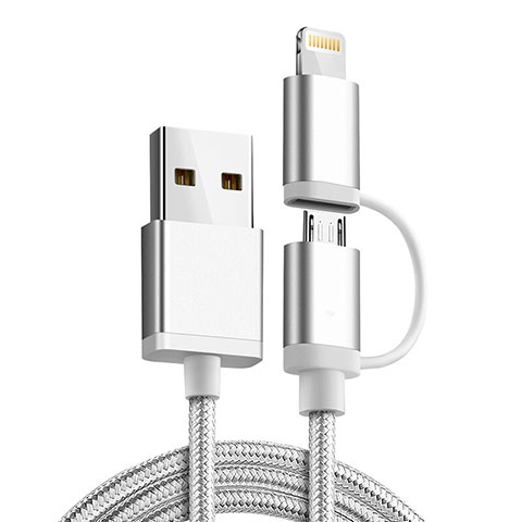 Chargeur Lightning Cable Data Synchro Cable Android Micro USB C01 pour Apple iPhone 6S Plus Argent