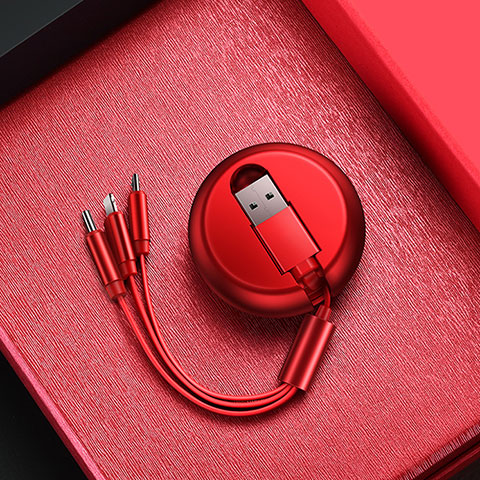 Chargeur Lightning Cable Data Synchro Cable Android Micro USB C09 pour Apple iPad Mini 5 (2019) Rouge