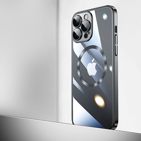 Coque Antichocs Rigide Transparente Crystal Etui Housse avec Mag-Safe Magnetic Magnetique QC2 pour Apple iPhone 14 Pro Max Noir