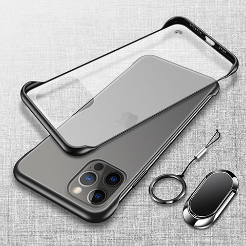 Coque Antichocs Rigide Transparente Crystal Etui Housse avec Support Bague Anneau Aimante Magnetique pour Apple iPhone 13 Pro Noir
