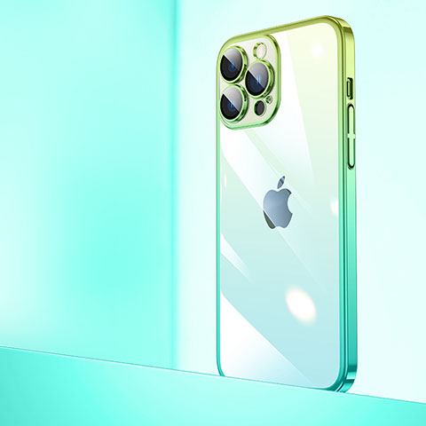 Coque Antichocs Rigide Transparente Crystal Etui Housse Degrade QC1 pour Apple iPhone 15 Pro Max Vert