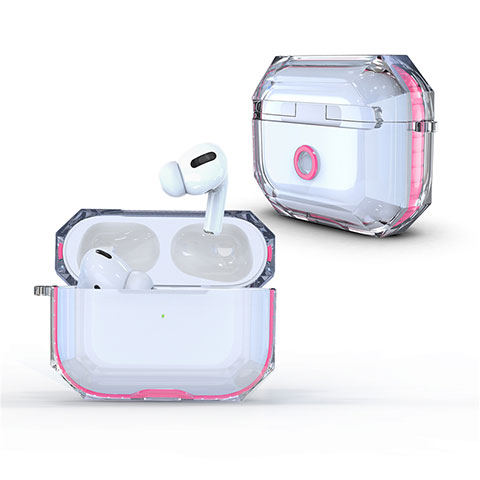 Coque Antichocs Rigide Transparente Crystal Etui Housse H01 pour Apple AirPods Pro Rose Rouge