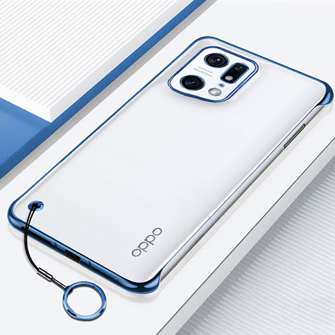 Coque Antichocs Rigide Transparente Crystal Etui Housse H01 pour Oppo Find X5 5G Bleu