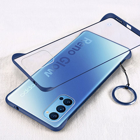 Coque Antichocs Rigide Transparente Crystal Etui Housse H01 pour Oppo Reno4 5G Bleu