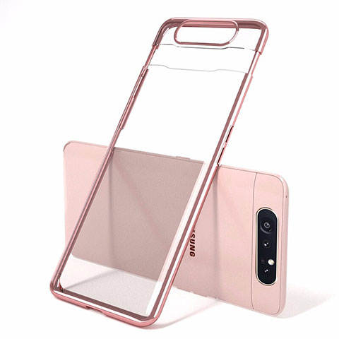 Coque Antichocs Rigide Transparente Crystal Etui Housse H01 pour Samsung Galaxy A90 4G Or Rose